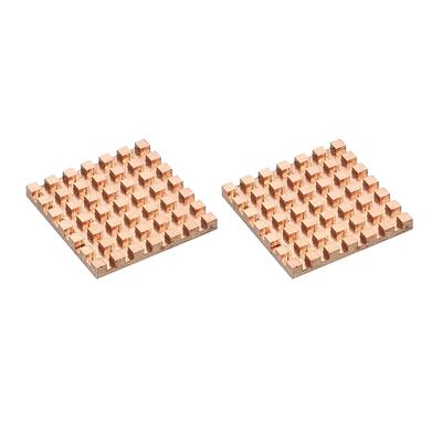 Heatsink Kit Pure Copper 30x30x3mm for IC MOS with Thermal Pads Pack of 2 - Gold Tone