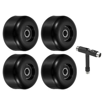 54mm Skateboard Wheel and Bearings Set ABEC-9 Street Wheels 85A, Black 4pcs