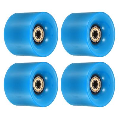 60mm Longboard Wheels with Bearings Skateboard Wheel 80A, Golden Blue 4pcs