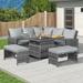 Morden Wicker/ Aluminum 5-piece Outdoor Conversation Firepit Dining Set