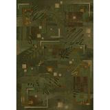 Milliken Green Floral Cubes Area Rug Autumn Twill Olive - Aprx 5 4 x 7 8