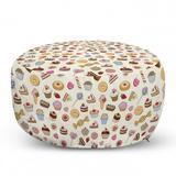 Dessert Pouf Cover with Zipper Assorted Confectionary Pattern of Candies Ice Creams Chocolate Bars Lollipops Donut Soft Decorative Fabric Unstuffed Case 30 W X 17.3 L Multicolor by Ambesonne