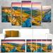 DESIGN ART Pink Rhododendron Flowers - Landscape Photo Canvas Art Print 60 in. wide x 28 in. high - 5 Equal Panels