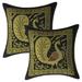 Stylo Culture Indian Christmas Decorative Brocade Black And Gold Sofa Throw Pillow Covers 12x12 Jacquard Weave Banarasi Modern Throw Pillow Covers Peacock 30x30 cm Cushion Covers (Set Of 2)