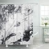 KSADK Watercolor Marble Black and White Abstract Hand Paint Aquatic Artistic Canvas Color Shower Curtain 66x72 inch