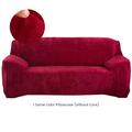 TOPCHANCES Thick Plush Sofa Covers Stretch Couch Chair Slipcover Non Slip Furniture Protector (Sofa Cover Wine Red)