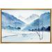 wall26 Framed Canvas Print Wall Art Blue Winter Watercolor Mountain Forest Nature Wilderness Illustrations Modern Art Decorative Rustic Multicolor for Living Room Bedroom Office - 16 x24