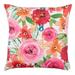 SARO 18 in. Sara B Collection Santa Monica Floral Throw Pillow with Poly Filling Multi Color