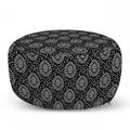 Charcoal Grey Pouf Cover with Zipper Old and Traditional Design of Damask Resembling Motifs Ornamental Details Soft Decorative Fabric Unstuffed Case 30 W X 17.3 L Pale Taupe by Ambesonne