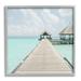 Stupell Industries Beautiful Turquoise Water Ocean Pier Cloudy Sky Painting Gray Framed Art Print Wall Art Design by Noah Bay