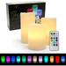WYZworks LED Ivory Flickering Flameless Candles - Set of 3 [ 4 5 6 ] Multicolor Changing with Remote Control Weatherproof Indoor & Outdoor Realistic Faux Wax Drips