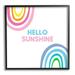 Stupell Industries Hello Sunshine Pastel Greeting Pink Blue Rainbows Graphic Art Black Framed Art Print Wall Art Design by Ilene Segal