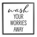 Stupell Industries Wash Your Worries Away Casual Bathroom Typography Graphic Art Black Framed Art Print Wall Art Design by Lettered and Lined