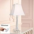 Vienna Full Spectrum Modern Table Lamp with Dimmer 25 High Crystal Glass White Square Bell Shade for Bedroom Living Family Room