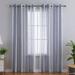 GlowSol 52 x 54 Sheer Curtains with Grommet Stripe Farmhouse Light Filtering Curtains Faux Linen Semi Curtain Navy Blue 2 Panels