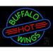 Buffalo Hot Wings LED Neon Sign 24 x 31 - inches Black Square Cut Acrylic Backing with Dimmer - Bright and Premium built indoor LED Neon Sign for restaurant window and interior decor.