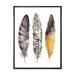 Designart Boho Ethnic Art Dark Gray Feathers III Bohemian & Eclectic Framed Canvas Wall Art Print