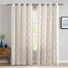 Curtainking Linen Curtains for Living Room 84 inch Farmhouse Diamond Embroidered Flax Window Drapes Light Filtering Grommet Curtains 2 Panels Blue