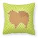 Carolines Treasures BB3842PW1818 Pomeranian Checkerboard Green Fabric Decorative Pillow