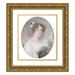 Emanuel Thomas Peter 20x22 Gold Ornate Framed and Double Matted Museum Art Print Titled - Portrait of a Young Woman with Flowers in Her Hair