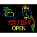 Tiki Bar Open LED Neon Sign 24 x 31 - inches Clear Edge Cut Acrylic Backing with Dimmer - Bright and Premium built indoor LED Neon Sign for Bar decor.