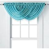 2-Pack: Beaded Emerald Crepe Waterfall Valances - Aqua