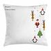 Christmas Throw Pillow Cushion Cover Stylized Reindeers Santa Claus Penguins and Xmas Tree on Stripes Cute Design Decorative Square Accent Pillow Case 16 X 16 Inches Multicolor by Ambesonne