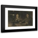 Albert Lebourg 18x13 Black Modern Framed Museum Art Print Titled - The Mother and Wife of the Artist Sewing by Lamplight (The Mother and Wife of the Artist Sewing in the Light of a Lamp) (18