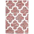 Wool Red Rug 2 X 3 Modern Hand Tufted Moroccan Scroll Tile Small Carpet