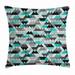 Grey and Turquoise Throw Pillow Cushion Cover Futuristic Geometric Mosaic Design with Triangles and Zig Zags Decorative Rectangle Accent Pillow Case 26 X 16 Turquoise Black by Ambesonne