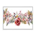 Designart Wildflower and Pink Roses Farmhouse Framed Canvas Wall Art Print