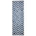 3X9 Rug Leather / Cotton Blue Modern Hand Woven Moroccan Diamond Small Runner