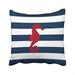 WinHome Square Throw Pillow Covers Red Sea Horse Navy Blue Stripes Nautical Pillowcases Polyester 18 X 18 Inch With Hidden Zipper Home Sofa Cushion Decorative Pillowcase