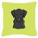 Checkerboard Lime Green Black Labrador Fabric Decorative Pillow 18 x 18 In.