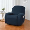 Goory Stretch Couch Cover Recliner Armchair Cover Plain Elastic Slipcover Solid Color Sofa Covers Furniture Protector Navy Blue 1 Seat