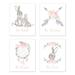 Bunny Floral Collection Wall Art Prints - Set of 4