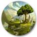 Designart Sacred Tree In A Fantasy Green Landscape Traditional Circle Metal Wall Art 23x23 - Disc of 23