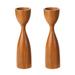 Hourglass Teak Wood Candle Holder - Small 2-Pack