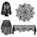 Mchoice Halloween Decorations Tablecloth Runner Black Lace Round Spider Cobweb Table Cover Fireplace Mantel Scarf Spiderweb Lampshade with Scary 3D Bat Hanging Swirls for Halloween Party