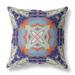 HomeRoots 412005 20 in. Indigo & Orange Geo Tribal Suede Throw Pillow Multi Color