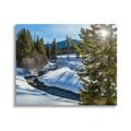 Stupell Industries River Flowing Between Snowy Slopes Distant Mountain Photograph Gallery Wrapped Canvas Print Wall Art Design by Steve Smith
