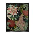 Stupell Industries Tropical Bohemian Floral Illustration Green Red Jet Black Framed Floating Canvas Wall Art 16x20 by Daphne Polselli