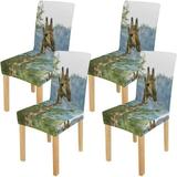 KXMDXA Giraffe Portrait in The Bush Stretch Chair Cover Protector Seat Slipcover for Dining Room Hotel Wedding Party Set of 4