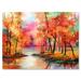 Designart The Lake In Autumn By Colorful Autumn Trees Modern Canvas Wall Art Print