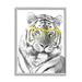 Stupell Industries Monochrome Tiger Portrait Wearing Yellow Glasses Design 24 x 30 Design by Annalisa Latella