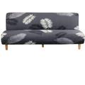 SHANNA Armless Stretch Sofa Cover Chair Cover Futon Cover Anti-slip Sofa Bed Foldable Print Pattern Suitable for 2-3 Seats (White+Black)