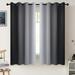 Yipa 1-Piece Grommet Thermal Insulated Blackout Window Curtain Gradient Color Room Darkening Curtain Eyelet Ring Top Window Drape For Living Room Bedroom Dark Grey W:54 x L:72