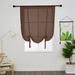 Yipa Sheer Kitchen Valance Voile Cafe Scarf Tie Up Roman Shades Window Curtains Adjustable Window Treatment Rod Pocket Window Drapes Slot Top Curtain Panel Brown 31.5 Width x47.2 Length 1-Panel