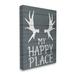 Stupell Industries Rustic My Happy Place Large Elk Antlers Canvas Wall Art by Kim Allen