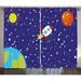 Outer Space Curtains 2 Panels Set Starry Sky of the Universe with a Spaceship in Cosmic Planets and Earth Window Drapes for Living Room Bedroom 108 W X 108 L Indigo Multicolor by Ambesonne